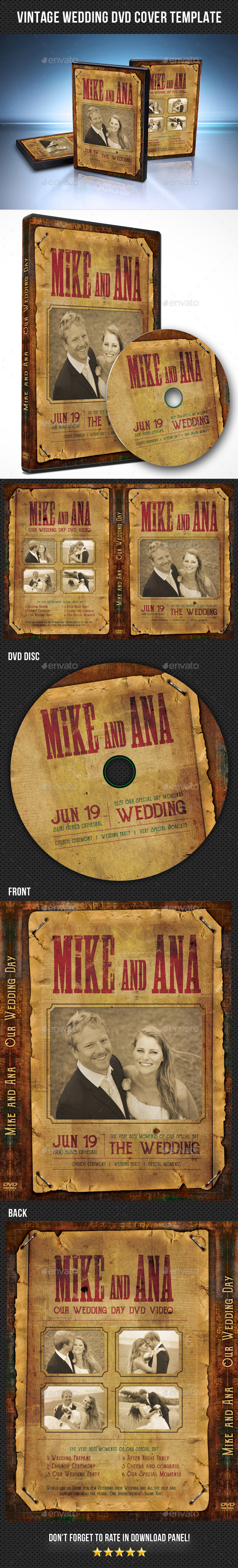 Vintage Wedding DVD Cover Template - CD & DVD Artwork Print Templates