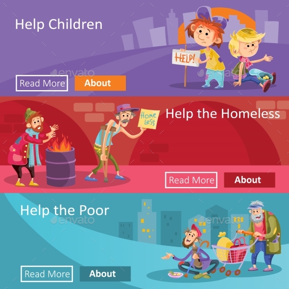 Help for Homeless and Poor People Vector - Miscellaneous Conceptual