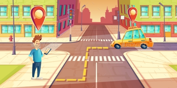 Vector Urban Navigation, Taxi Application Concept - Technology Conceptual