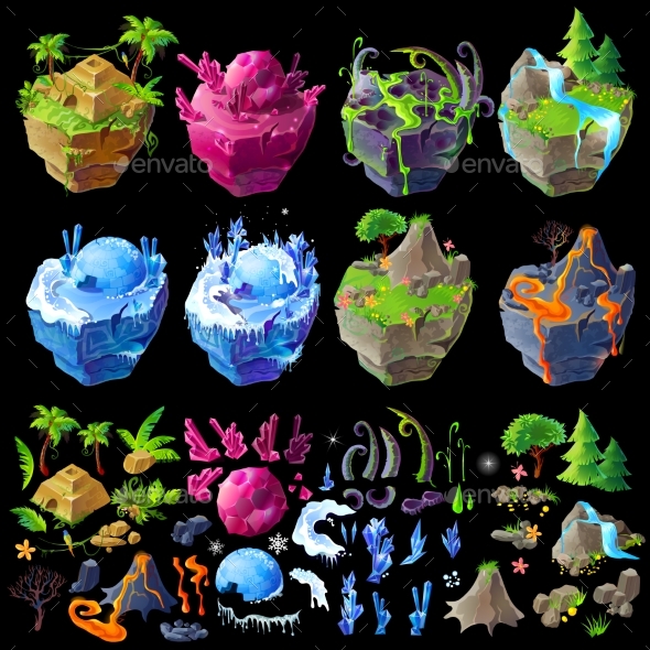 Vector Isometric Islands - Organic Objects Objects