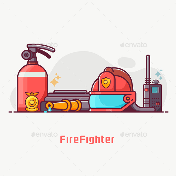 Fire Fighting Lifestyle Concept Banner - Miscellaneous Vectors