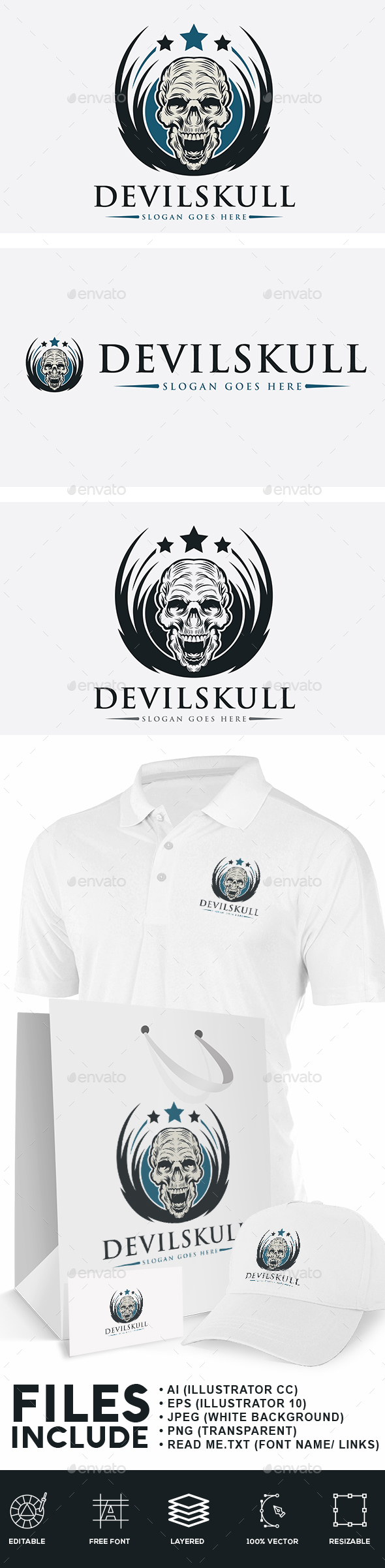 Devil Skull Logo - Humans Logo Templates
