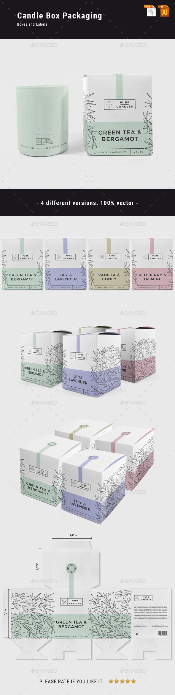 Candle Box Packaging - Packaging Print Templates