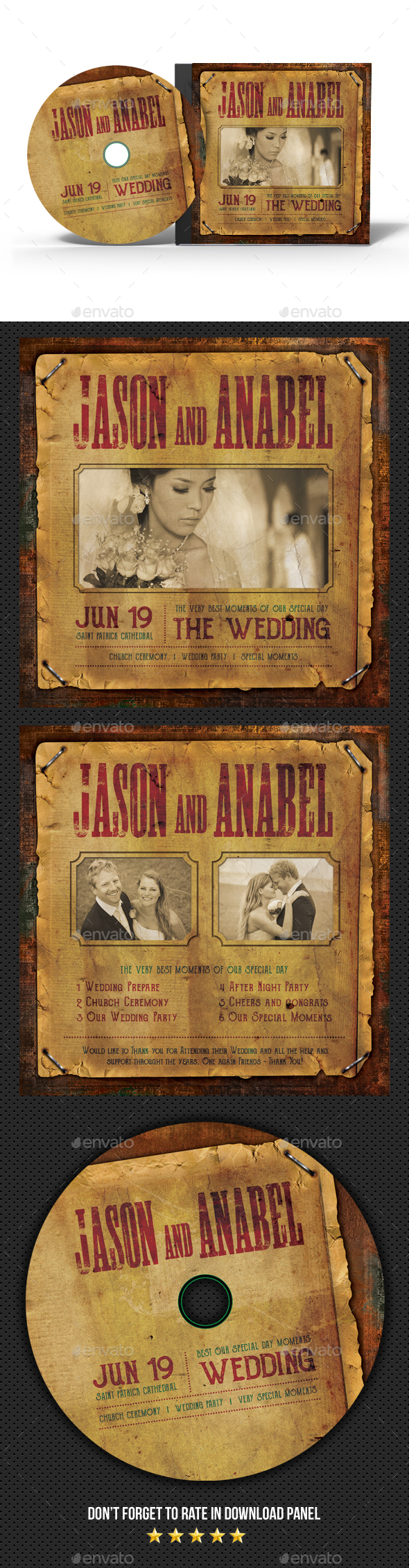 Vintage Wedding CD Cover - CD & DVD Artwork Print Templates