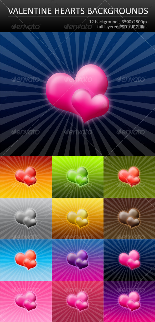 12 Valentine hearts backgrounds - Backgrounds Graphics