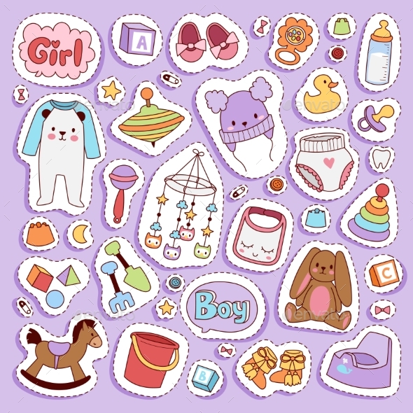 Vector Infant Small Newborn Baby Clothes and Toys - Miscellaneous Vectors