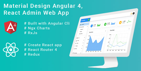 Material Design React Redux, Angular 4 Admin Web App with Html demo + Frontend - Admin Templates Site Templates