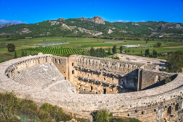 Ruins of Aspendos theatre - Stock Photo - Images
