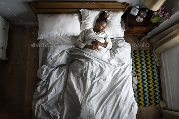 African American woman on bed sleeping Stock Photo by Rawpixel | PhotoDune