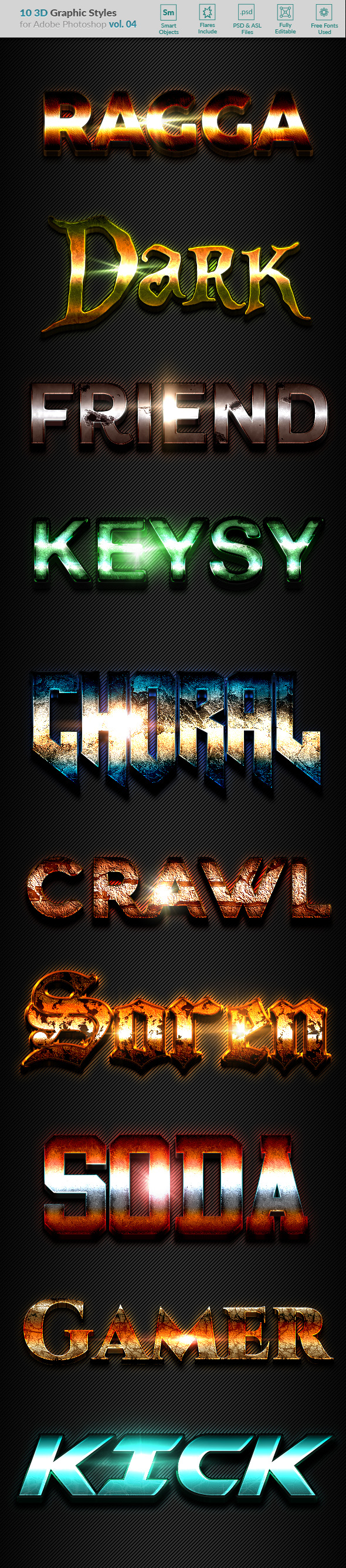 10 3D Styles vol. 04 - Text Effects Styles