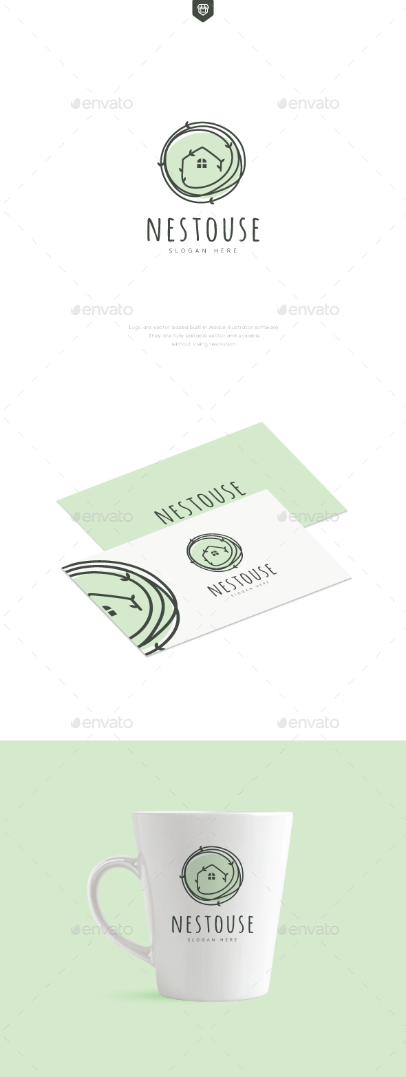 Nest House Logo - Nature Logo Templates