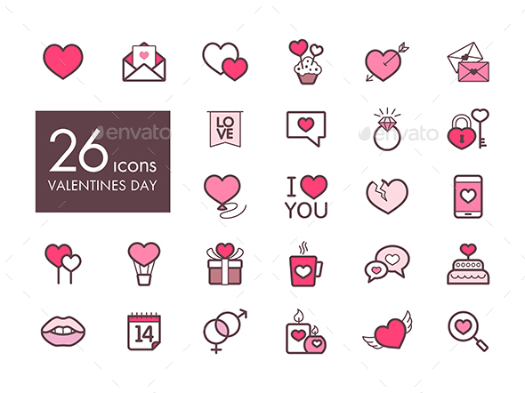 Valentine day and wedding set icons - Web Icons