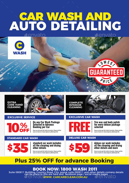 Car Wash and Auto Detailing Flyer by Artchery  GraphicRiver