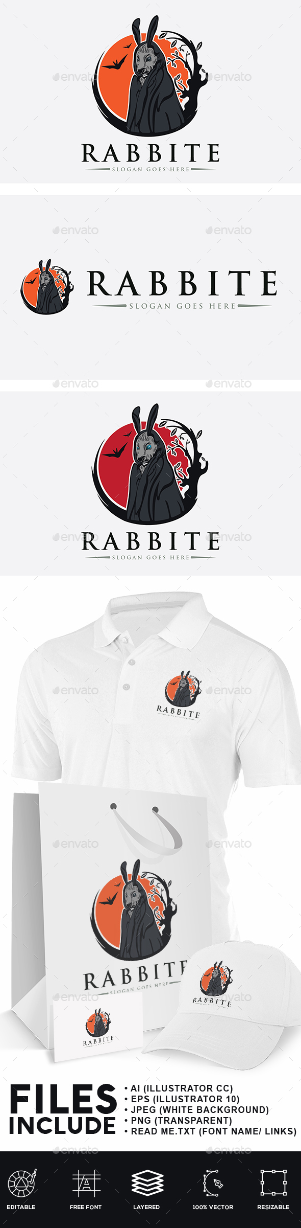 Rabbit Devil Logo - Animals Logo Templates
