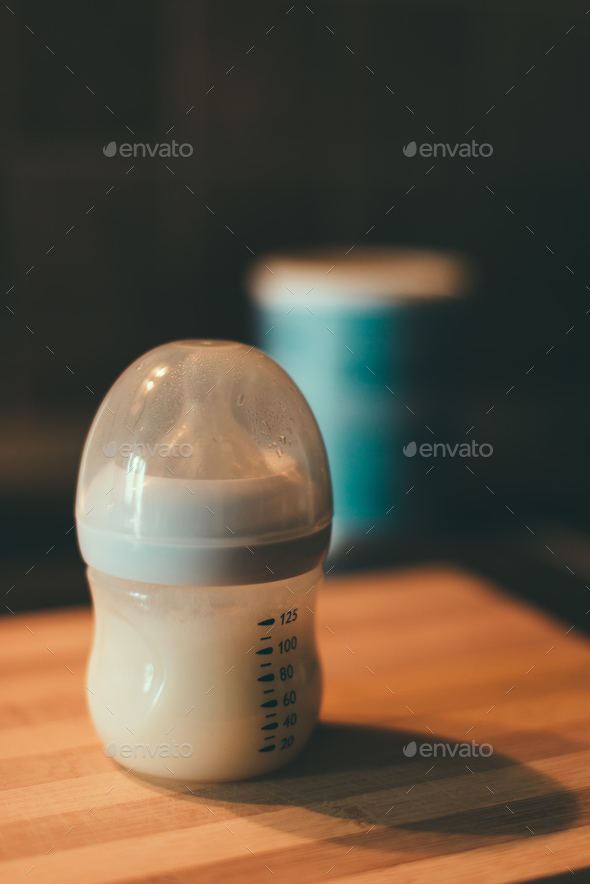 Baby formula in milk bottle Stock Photo 