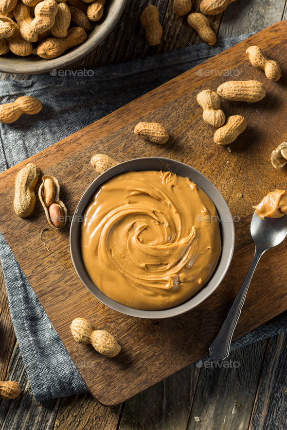 Sweet Organic Natural Creamy Peanut Butter Stock Photo by bhofack2