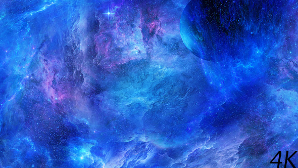 Travel Through Abstract Space Nebulae with Planets