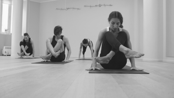 Yoga Class. Reclining Angle Pose