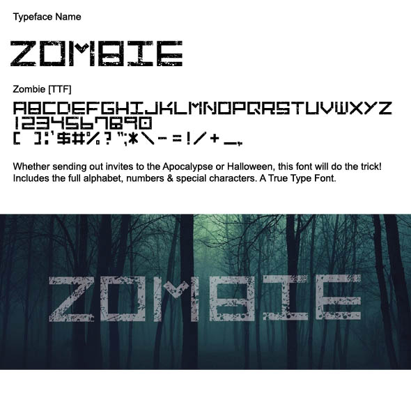 Zombie True Type Font - Sans-Serif Fonts