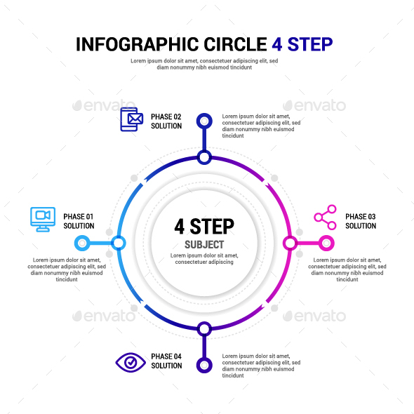 Circle 4 step Infographic - Infographics