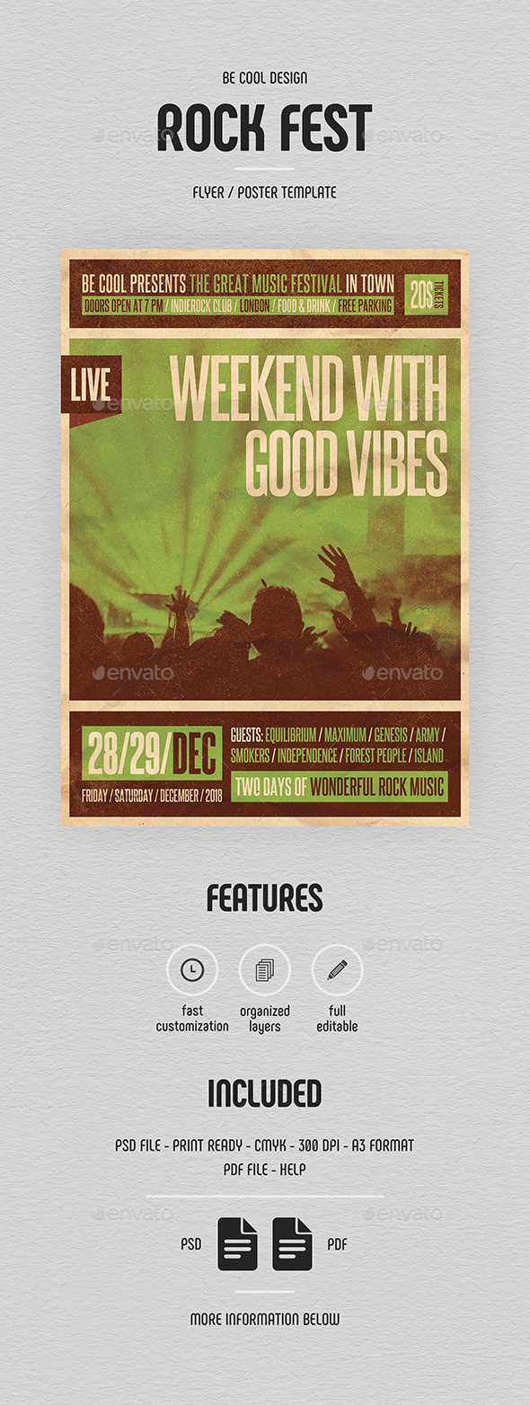 Rock Festival Flyer/Poster - Concerts Events