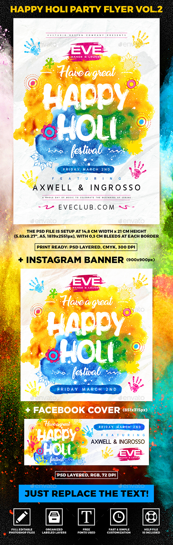 Happy Holi Party Flyer vol.2 - Holidays Events