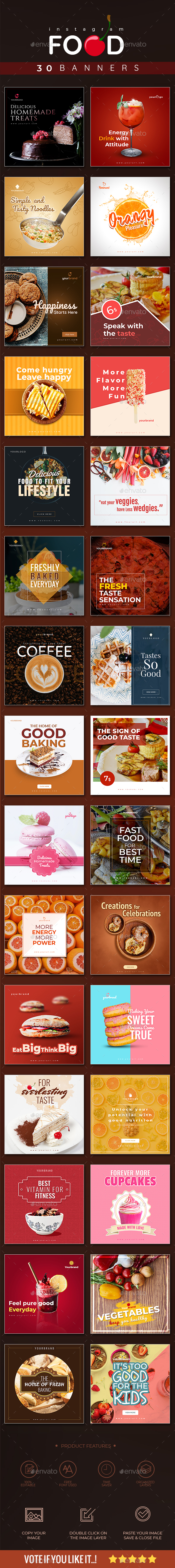 30 Food Instagram Banners - Social Media Web Elements