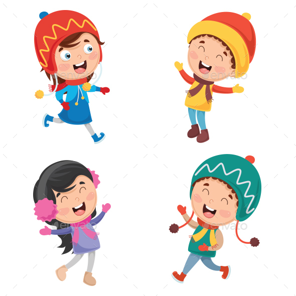 Vector Illustration of Winter Kids by yusufdemirci | GraphicRiver