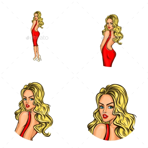 Vector Pop Art Social Network User Avatars - People Characters
