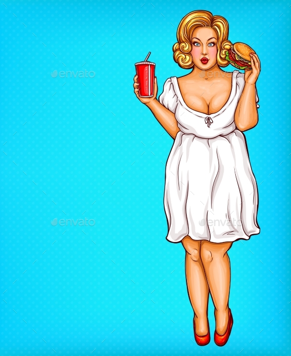 Vector Obese Blonde Woman - People Characters