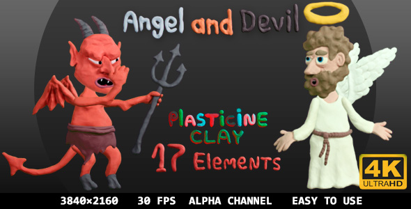 Angel And Devil Plasticine Clay (17 Elements) 4K alt