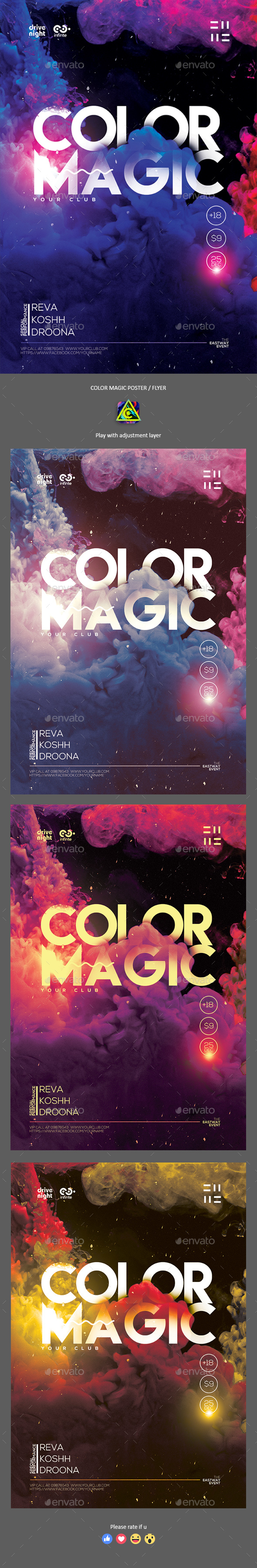 Color Magic Party Poster / Flyer - Clubs & Parties Events