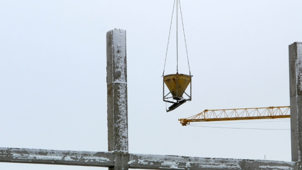 Construction Crane Working Tower Building