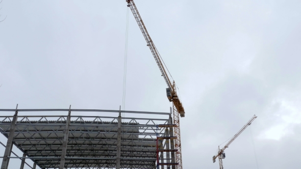 Construction Crane Working Tower Building