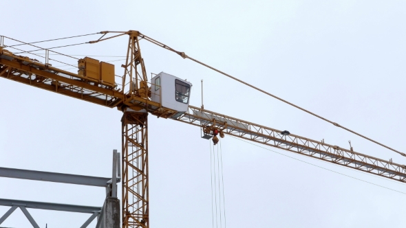 Construction Crane Working Tower Building