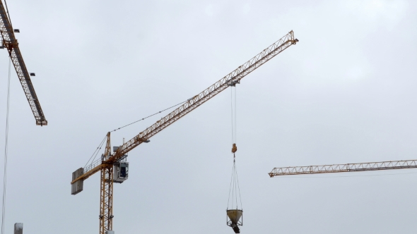 Construction Crane Working Tower Building