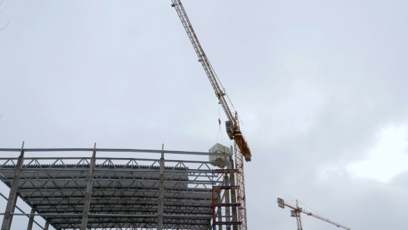 Construction Crane Working Tower Building