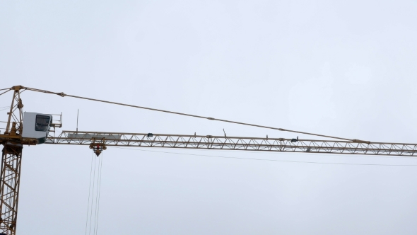 Construction Crane Working Tower Building