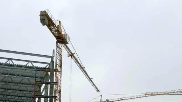 Construction Crane Working Tower Building