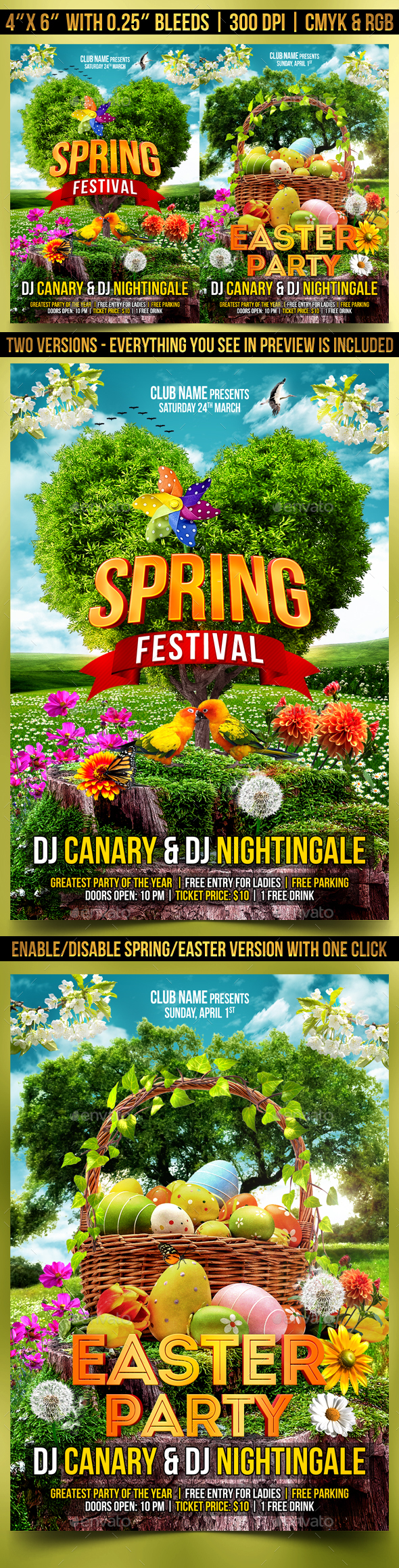 Spring and Easter Flyer Template - Clubs & Parties Events