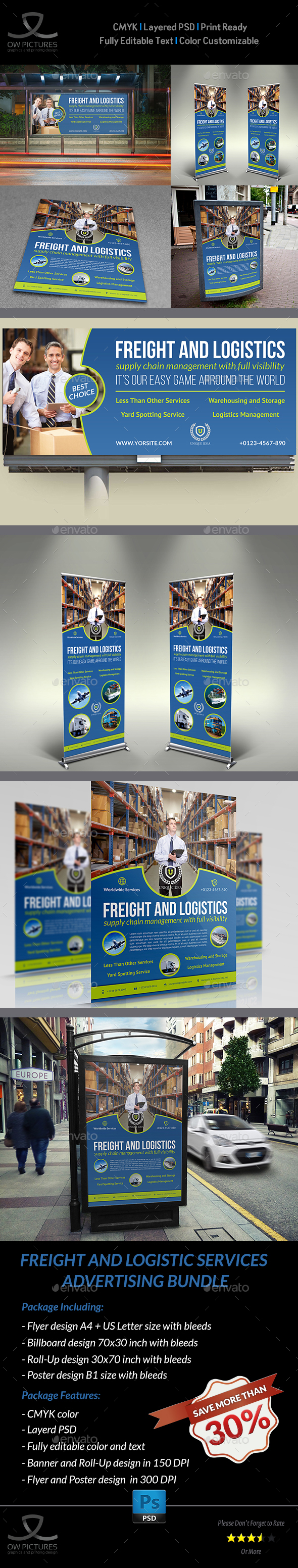 Freight and Logistic Services Advertising Bundle - Signage Print Templates