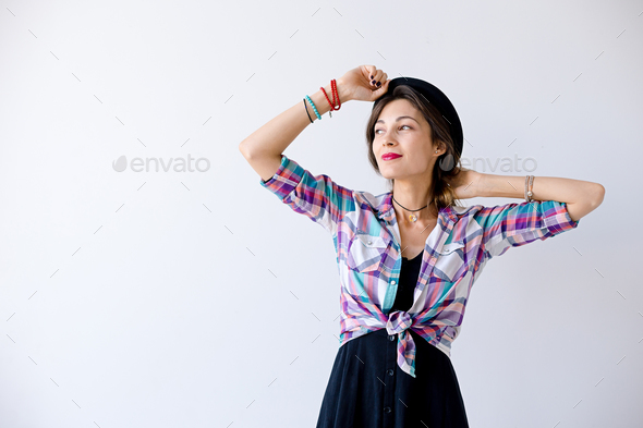 Portrait smart girl with beautiful warm smile - Stock Photo - Images