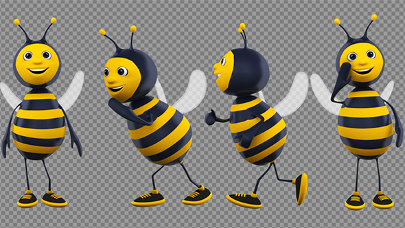 Bee Cartoon 3d Character (4-Pack)