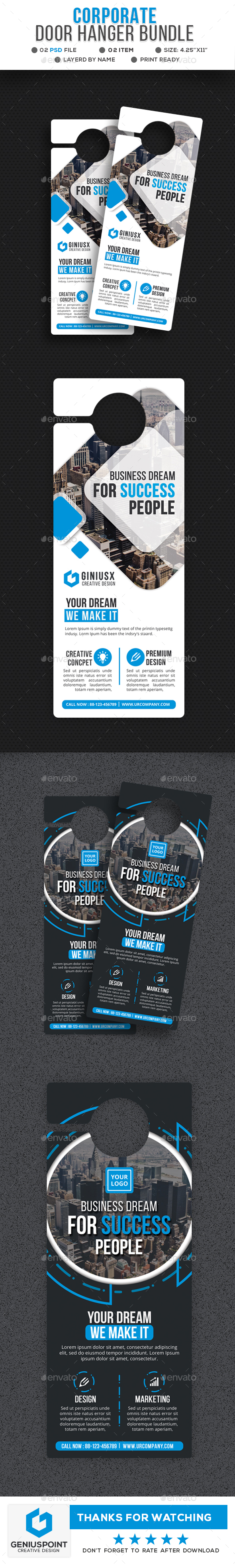 Corporate Door Hanger Bundle - Miscellaneous Print Templates