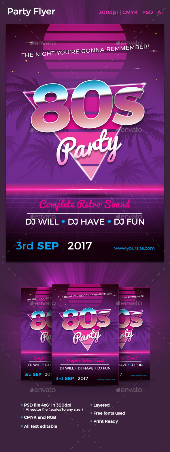 80s Flyer Template - Clubs & Parties Events