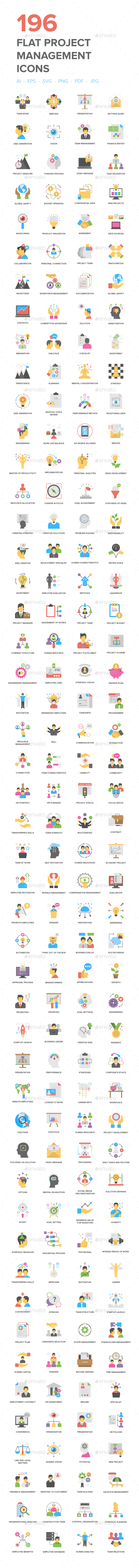 Flat Project Management Icons - Icons
