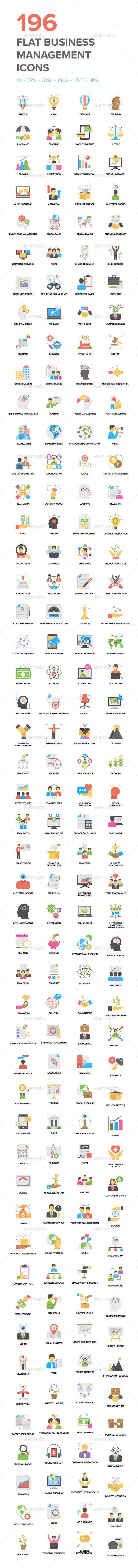 Flat Business Management Icons - Icons