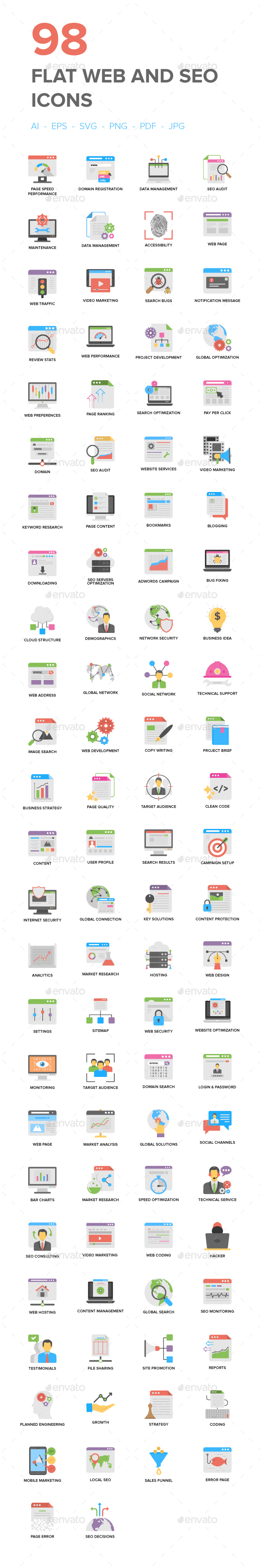 Flat Web And Seo Icons - Icons