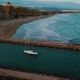 View From Above on Small Yacht During Sunset on Mediterranean Sea Coast Near Valencia - VideoHive Item for Sale