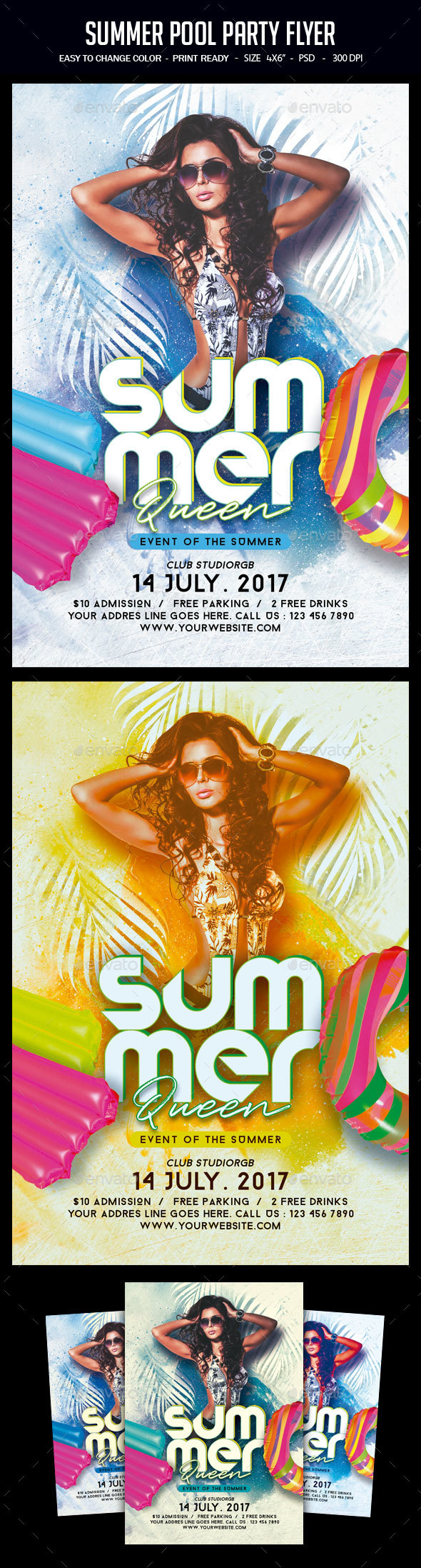 Summer Pool Party Flyer - Clubs & Parties Events
